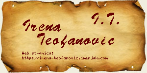 Irena Teofanović vizit kartica